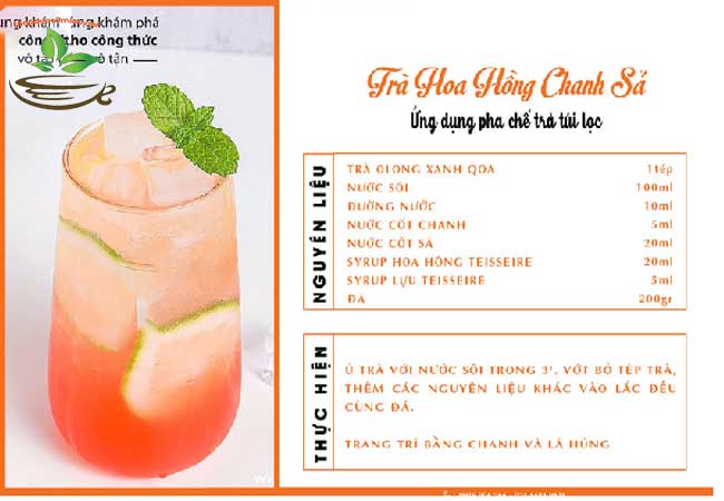 công thức pha trà hoa hồng tại nhà