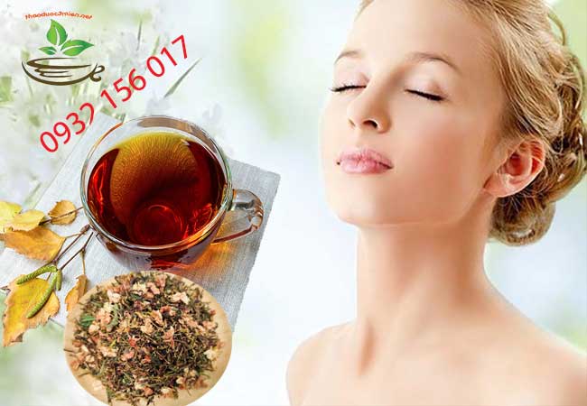 trà mát gan sơn mật hồng sâm dep da giảm mụn